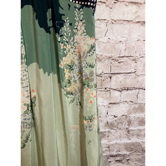 Anthropologie Corey Lynn Calter Silk Dress Women 8 Light Sage Green Mixed Prints - Picture 5 of 16